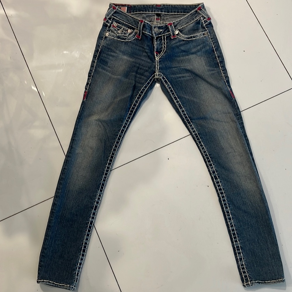 True religion woman’s jeans size 26 thick stitching